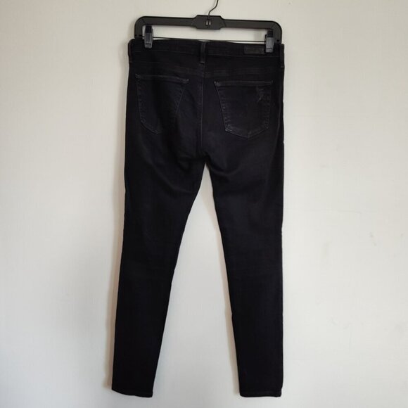 Ladies SZ 26R Adriano Goldschmied Black Distressed Legging Jean - Picture 3 of 6